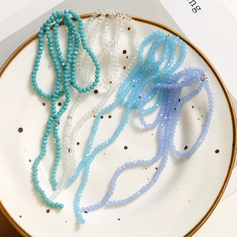 DIY Jewelry Making Acrylic Faceted Beaded Long Tassel Chain Accessories For Earring Hair Bowknot Material Transparent Sky Blue