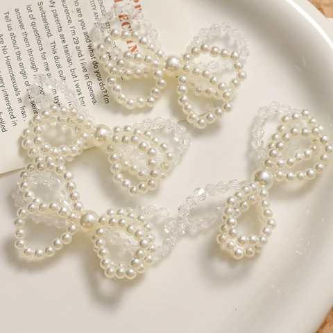Accessoire DIY Nœud Papillon Perlé Tissé à la Main de Style Français pour Boucles d'Oreilles Perle Artificielle Breloques Acrylique