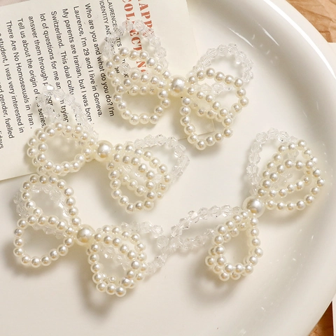 Accessoire DIY Nœud Papillon Perlé Tissé à la Main de Style Français pour Boucles d'Oreilles Perle Artificielle Breloques Acrylique