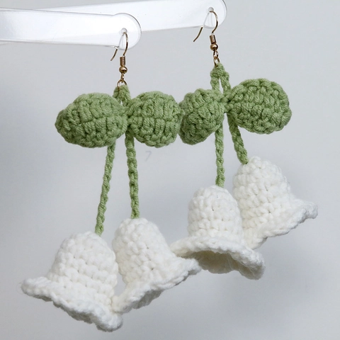 Matériel de Bricolage pour Boucles d'Oreilles et Pinces à Cheveux Muguet au Crochet Fait à la Main Décoration Florale
