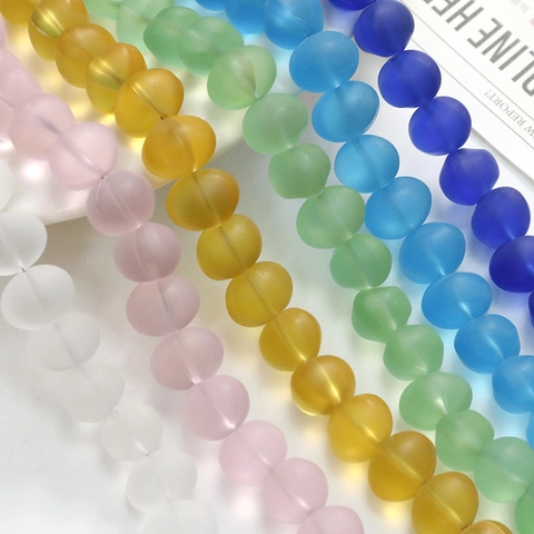 Frosted Translucent Lampwork Glass Loose Beads Oval Abacus Spacer Beads For DIY Jewelry Making Earring Bracelet Accessories