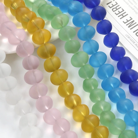 Frosted Translucent Lampwork Glass Loose Beads Oval Abacus Spacer Beads For DIY Jewelry Making Earring Bracelet Accessories