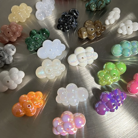 Perles en Acrylique Forme de Nuage AB Coloré Nacré Irisé Transparent Perles Perforées Pour Fabrication de Bijoux DIY Accessoires Boucles d'Oreilles Bracelet Pendentif Matériel