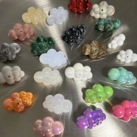 Perles en Acrylique Forme de Nuage AB Coloré Nacré Irisé Transparent Perles Perforées Pour Fabrication de Bijoux DIY Accessoires Boucles d'Oreilles Bracelet Pendentif Matériel