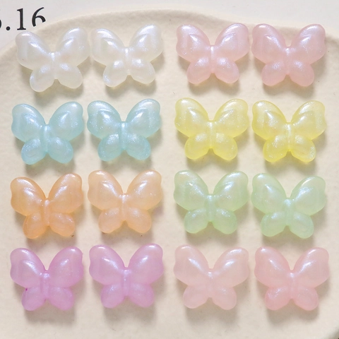 Butterfly Acrylic Beads Starry Glitter Pearlescent Butterfly Shape Beads For DIY Jewelry Making Earrings Handmade Accessories