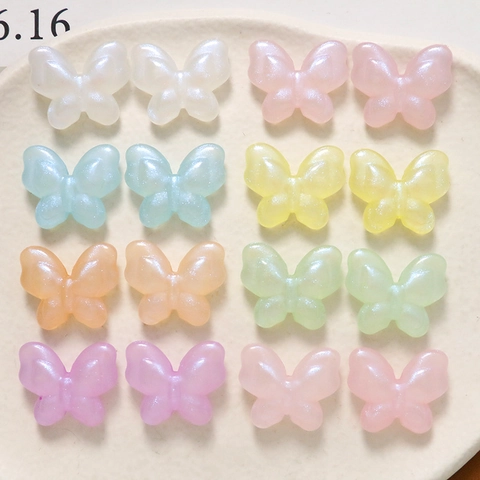 Butterfly Acrylic Beads Starry Glitter Pearlescent Butterfly Shape Beads For DIY Jewelry Making Earrings Handmade Accessories