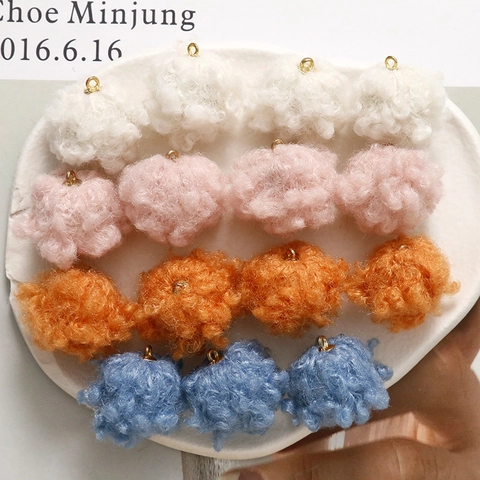 DIY Plush Fur Ball Pendants With Metal Ring Round Lamb Wool Fuzzy Pom Pom For Jewelry Making Earring Hair Clip Accessories