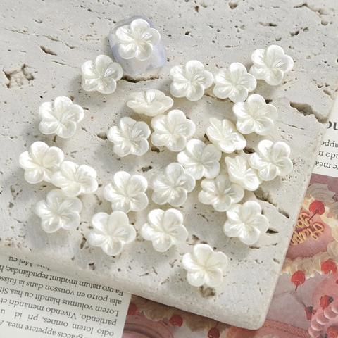 Decorazione per Nail Art Fiore in Perla Artificiale Accessori per Gioielli Fai-da-te per Manicure Orchidea Bianca Floreale