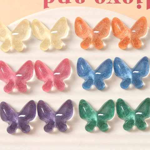 DIY Resin Butterfly Charms Glitter Water Ripple Colorful Butterfly Accessories For Earrings Hair Clips Phone Case Decoration