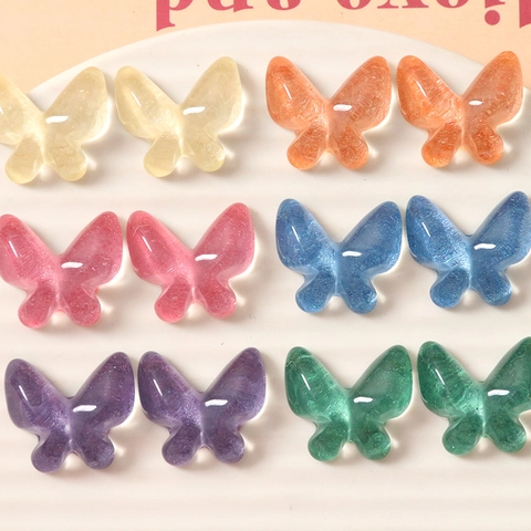DIY Resin Butterfly Charms Glitter Water Ripple Colorful Butterfly Accessories For Earrings Hair Clips Phone Case Decoration