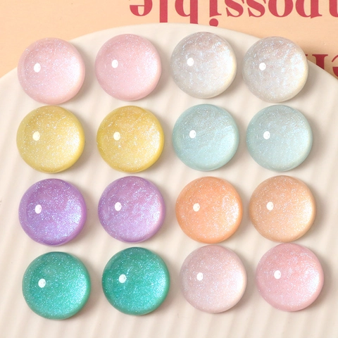 Semi-Transparante Sterrenhemel Effect Glitter Ronde Cabochon Hars DIY Accessoires Voor Oorbellen Haarseld Decoratie Telefoonhoesje Materiaal