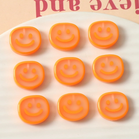 Cute Orange Smiley Face Resin Beads Flatback Charms For DIY Earring Hair Clip Phone Case Decoration Jewelry Making Supplies