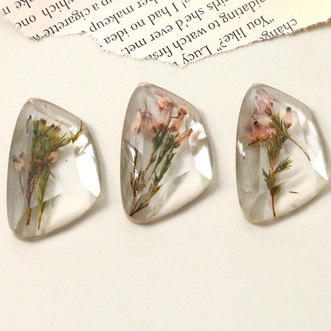 Retro Transparent Faceted Dried Flower Resin Patch Natural Narcissus Cabochon For DIY Earring Phone Case Jewelry Accessories