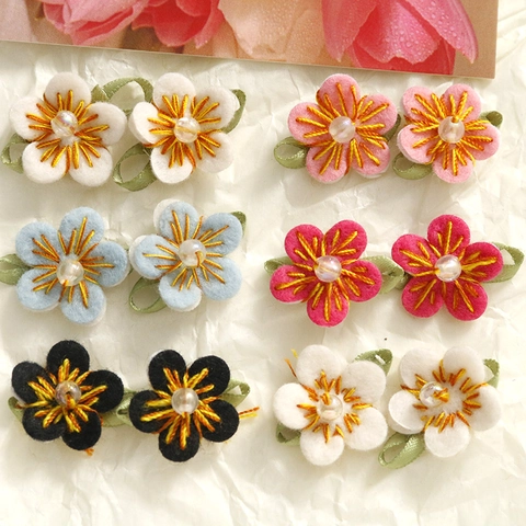 Toppa a Forma di Fiore in Filo di Cotone Fatto a Mano Centro di Perla Artificiale Fai da Te Gioielli Forcina Custodia Artigianato Decorazione Floreale