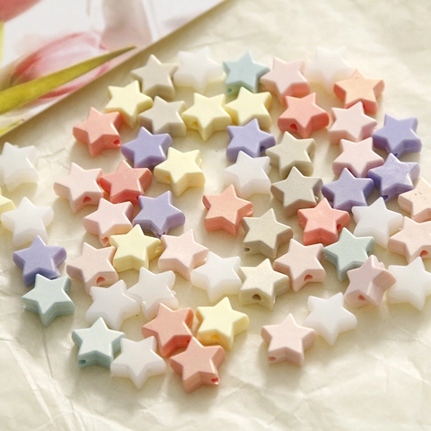 10mm Cute Cream Star Shaped Acrylic Beads With Hole Macaron Color DIY Jewelry Making Accessories For Earrings Hairpins Phone Case Material
