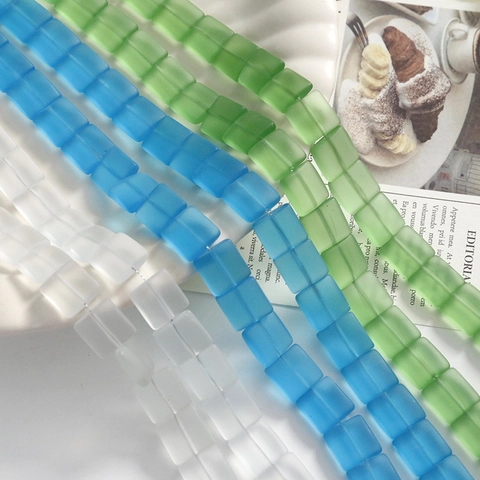 Perline Quadrate in Vetro Smerigliato Semitrasparente DIY Fatto a Mano Orecchini Molletta per Capelli Cover Telefono Materiali Gioielli