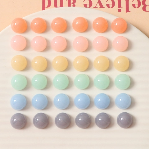 Korean Style Jelly Color Half Round Resin Cabochon Beads DIY Jewelry Accessories For Earrings Hairpins Phone Case Decoration
