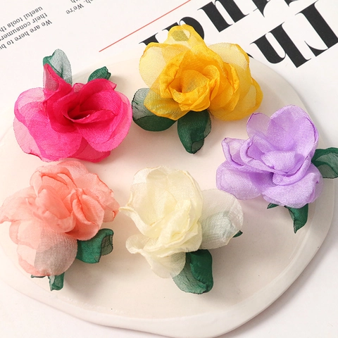 Handmade Gauze Flower Petals DIY Jewelry Accessories For Hair Clips Earrings Phone Case Decor Sweet Mesh Simulation Floral