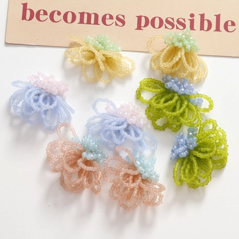 Handgefertigte Gewebte Glasperlen Blume DIY Schmuckherstellung Material Für Ohrringe Haarnadel Künstlerisch Süße Florale Bastelzubehör