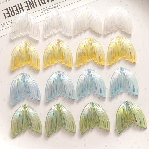 Iridescent Mermaid Fish Tail Charms Resin Acrylic DIY Pendant Accessories For Earrings Necklace Jewelry Making Supplies