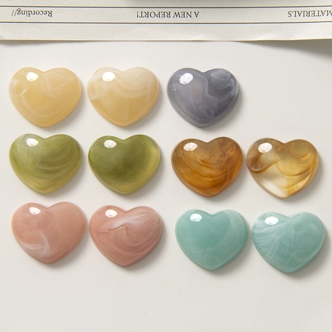 Heart Shape Resin Charms Marble Pattern Ink Wash Design DIY Jewelry Materials For Earrings Hair Clips Phone Case Decoration