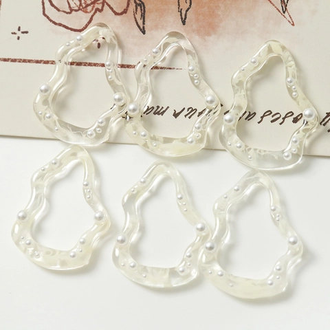Marco de Resina Transparente Geométrico Irregular Con Perla Artificial Incrustada Accesorios DIY Para Hacer Joyas Pendientes Horquillas Decoración