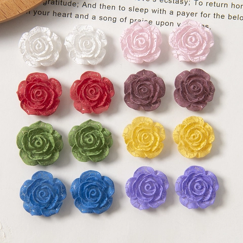 Artistic Crackle Painted Rose Flower Acrylic DIY Accessories For Jewelry Earrings Hair Clips Crafting Phone Case Decor