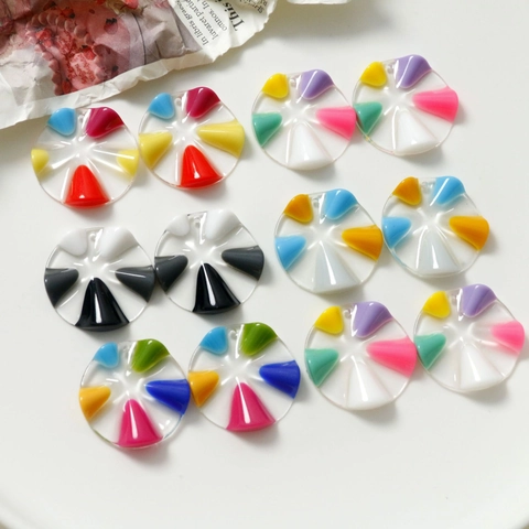 Pendenti in Resina Rotondi Irregolari con Patchwork Colorato con Foro Materiale per Gioielli Fai da Te per Orecchini