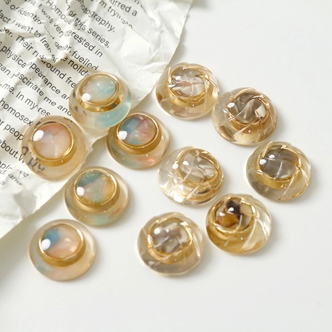 Cuentas Redondas de Resina Vintage Con Marco Dorado Jaspeado Espiral Accesorios DIY Para Pendientes Pinza Pelo Funda Móvil Joyería