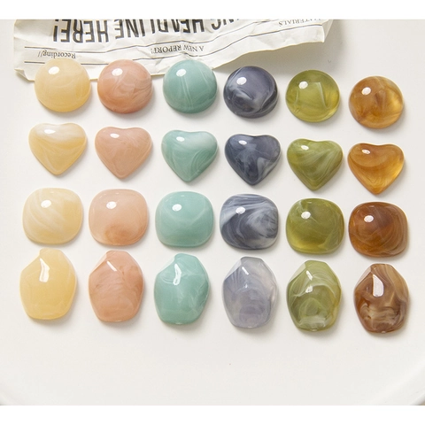Vintage Marble Pattern Resin Jewelry Accessories Heart Round Square DIY Charms For Earrings Hairclips Craft Materials