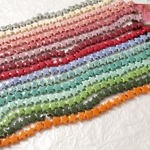 Perline Sciolte in Ceramica a Forma di Stella Multicolore Pentagramma Smaltate in Porcellana per Creazione Gioielli Orecchini