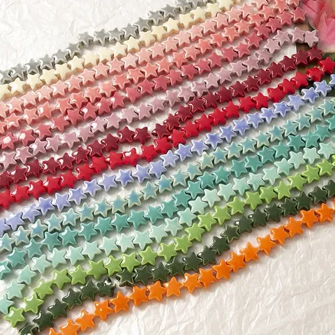 Stervormige Keramische Losse Kralen Multicolor Pentagram Geglazuurde Porseleinen Kralen Voor DIY Sieraden Maken Oorbellen