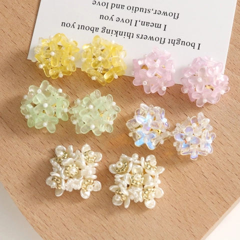 Handgefertigte Blumencluster Acryl Künstliche Perle Ohrring Komponenten Für DIY Schmuckherstellung Blumige Blütenblätter Perlen