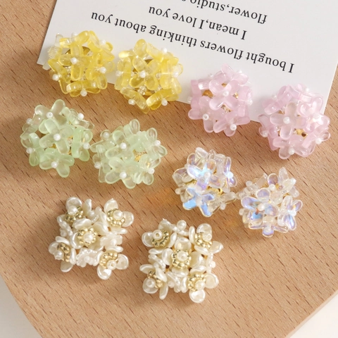 Handgefertigte Blumencluster Acryl Künstliche Perle Ohrring Komponenten Für DIY Schmuckherstellung Blumige Blütenblätter Perlen