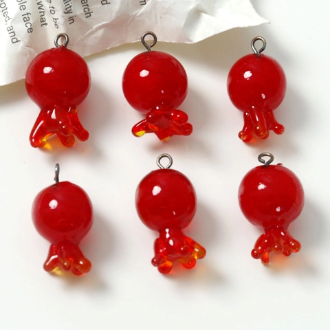 Ciondolo Fai da Te in Vetro a Lume a Forma di Melograno 3D Stile Antico Accessori per Gioielli per Orecchini Fermagli Capelli