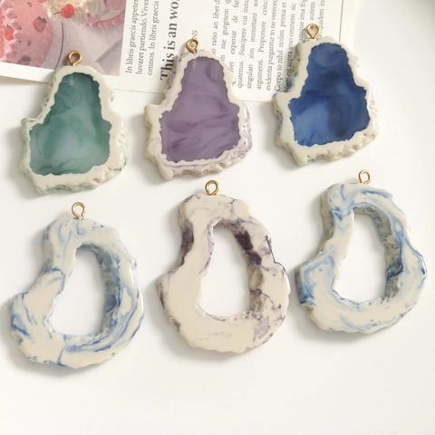 Accesorios de Joyería DIY de Resina con Textura de Mármol Vintage Irregular para Pendientes Pinzas para el Cabello Colgante Material de Artesanía