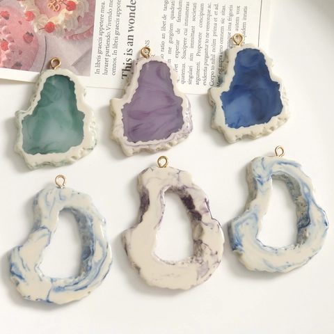 Accesorios de Joyería DIY de Resina con Textura de Mármol Vintage Irregular para Pendientes Pinzas para el Cabello Colgante Material de Artesanía