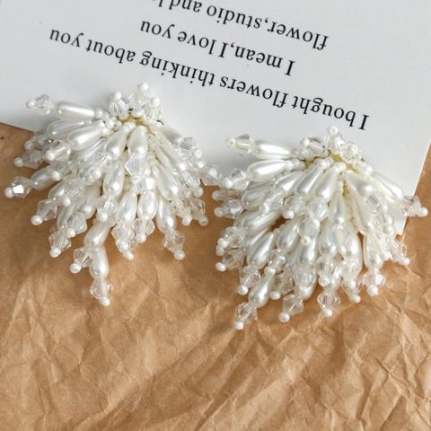Composants de Boucle d'Oreille Fleur en Acrylique Perle Artificielle Cristal Fait à la Main DIY Création de Bijoux