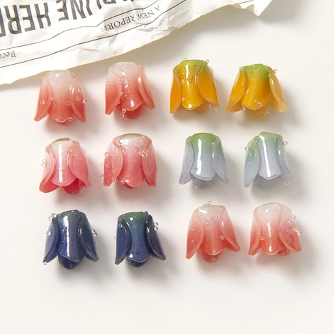 Acryl Farbverlauf Tulpe Rose Knospe Blume Anhänger Für DIY Ohrring Haarklammer Handyhülle Dekor Schmuckherstellung Zubehör
