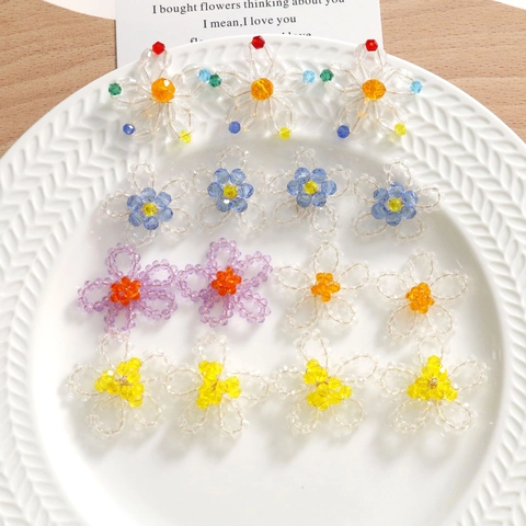 Pendentifs Fleurs Perlés à la Main Acrylique Floral DIY Accessoires de Bijoux pour Boucles d'Oreilles Style Doux Matériau Coloré