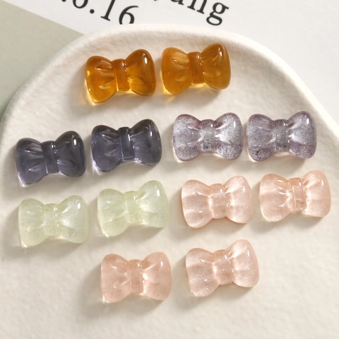 DIY Resin Bow Charms Glitter Ice Transparent Princess Style Handmade Accessories For Earrings Hair Clips Jewelry Making