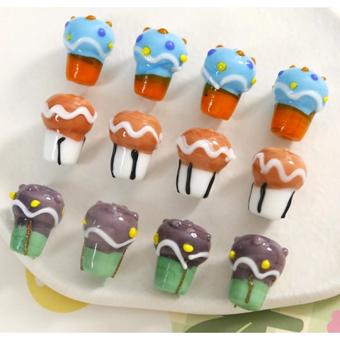 Handgemaakte Lampwork Glas Ijsje Charms Voor DIY Sieraden Maken Oorbellen Ketting Hangers Kleurrijke Dessert Kralen