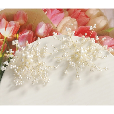 Handmade Woven Artificial Pearl Flower Cluster DIY Jewelry Accessories For Bridal Hairpins Earrings Handcrafted Floral Materials