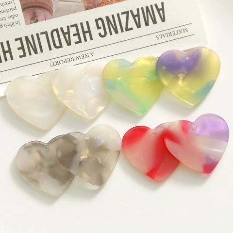 Aurora Glitter Heart Acrylic Pendant DIY Jewelry Finding For Earrings Hair Clip Phone Case Decor Marble Heart Charm