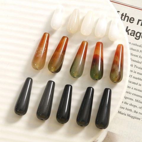 Gradient Water Drop Glass Beads Perforated Drip Glue Agate Style DIY Beads For Earring Hair Clip Mobile Phone Case Material