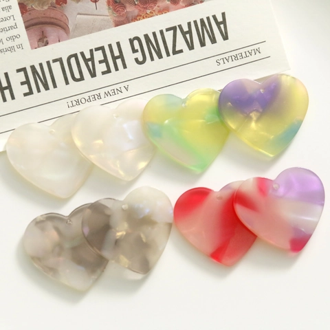 Aurora Glitter Heart Acrylic Pendant DIY Jewelry Finding For Earrings Hair Clip Phone Case Decor Marble Heart Charm
