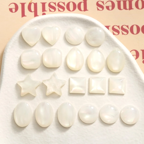 Iridescent Artificial Pearl Flatback Patches Heart Star Round Square DIY Jewelry Materials For Earrings Hair Clips Phone Case Decoration