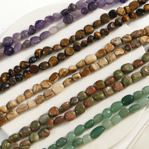 Fil de Perles en Pierre Naturelle Irrégulières Pour la Fabrication de Bracelets et Colliers DIY Perles de Cristal de Guérison