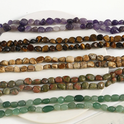 Fil de Perles en Pierre Naturelle Irrégulières Pour la Fabrication de Bracelets et Colliers DIY Perles de Cristal de Guérison