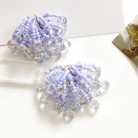 Fairy Iridescent Sequin Glass Bead Firework Earrings Handmade Forest Style Sweet Flower Stud Earrings For Women Jewelry